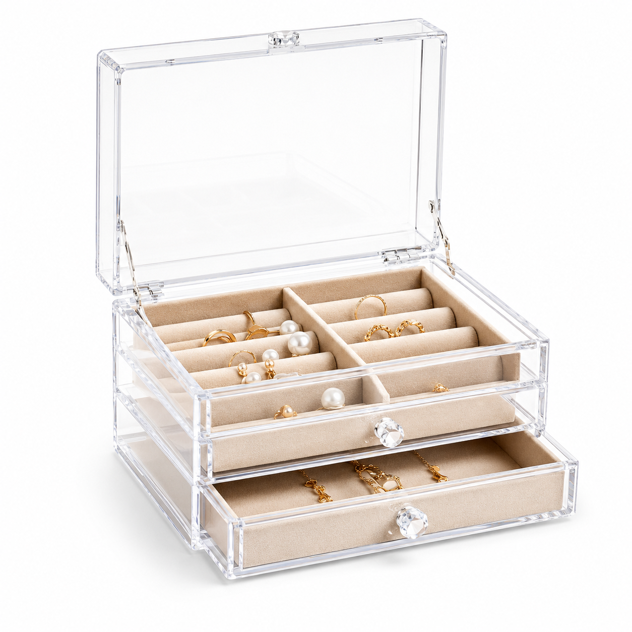 Clear Acrylic 3-Tier Jewelry Organizer