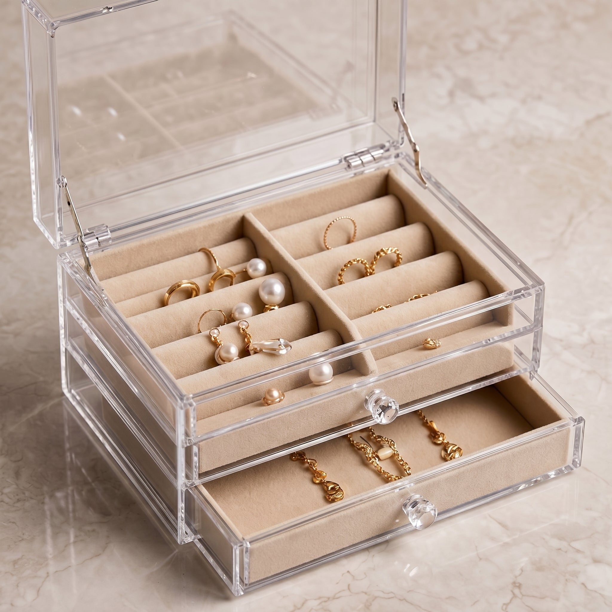 Clear Acrylic 3-Tier Jewelry Organizer