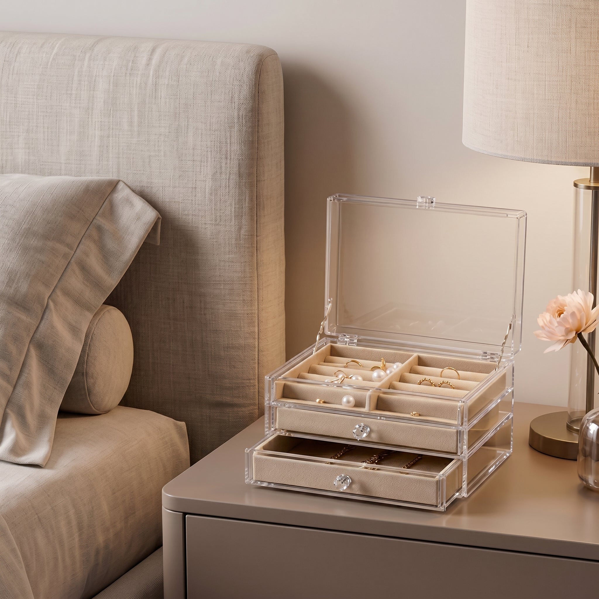 Clear Acrylic 3-Tier Jewelry Organizer